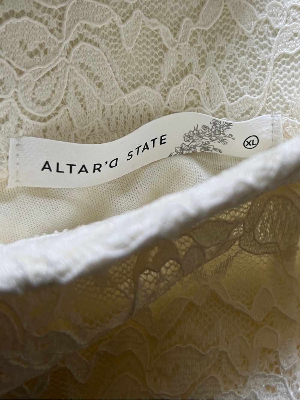 Altar’d State Cream Floral Lace Flare Pants Boho Western Style | XL | NWT - Picture 4 of 5